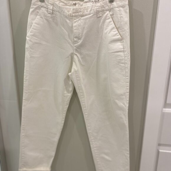 Gap Fabric Khakis By Gap White Cropped Cotton Pants, Size 6 - Picture 4 of 8